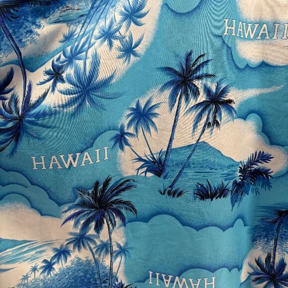 Hookano Vintage 60s Silk Hawaiian Shirt Palm Trees & Hawaii All Over Size L - Picture 7 of 7
